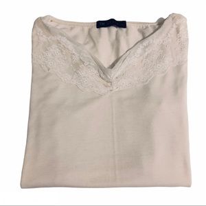 Maternity Short Sleeve Shirt Off White Lace Large